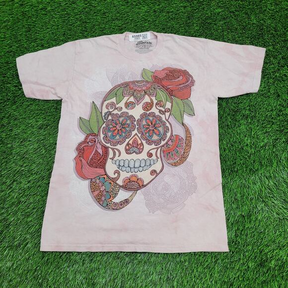 Western Skull Flower Art Shirt Medium 20x28 The-Mountain - Picture 1 of 14